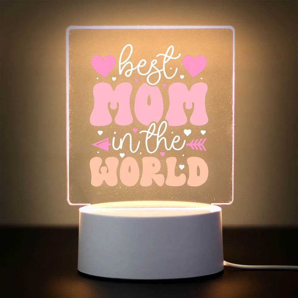 Acrylic LED Night Light for Mom – Colorful Printed Table Lamp with USB & Remote Options, Perfect for Birthday or Mother’s Day Gift