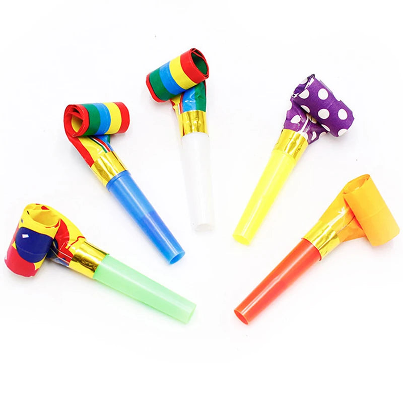 20/40pcs Colorful Party Blowout Horns – Striped Plastic Noise Makers for Kids’ Birthday Parties, Holidays, and Celebrations