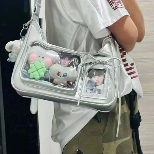 Y2K Transparent Ita Shoulder Bag – Harajuku Korean Crossbody School Bag for Women