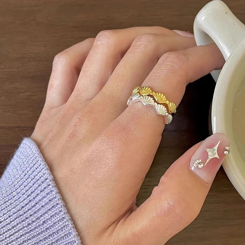 925 Sterling Silver Adjustable Shell-Inspired Ring for Women – Vintage Cocktail Style Wedding & Engagement Jewelry
