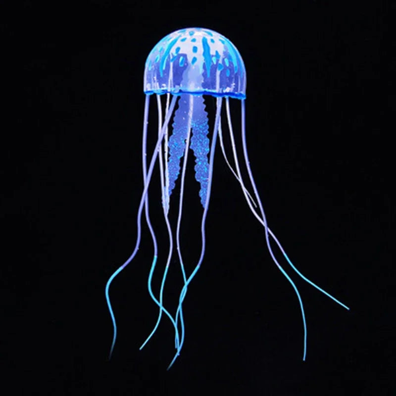 Artificial Glowing Jellyfish Aquarium Ornament – Soft Silicone Floating Decoration for Fish Tanks – Luminous Underwater Décor for Fresh or Salt Water