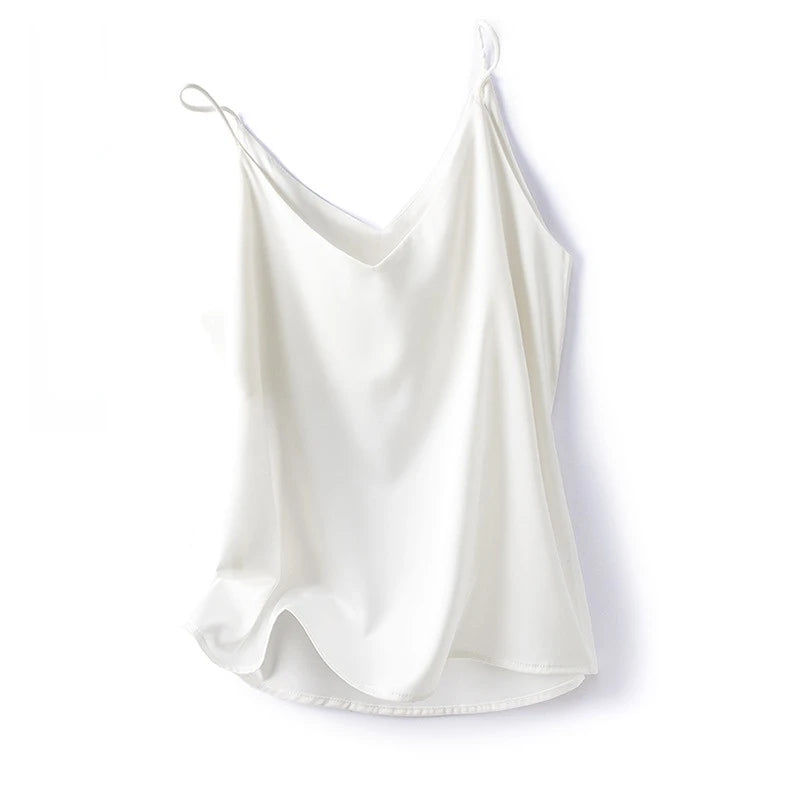 Women's Silky Satin V-Neck Camisole – Lightweight Inner Layer Tank Top for Summer Casual Outfits