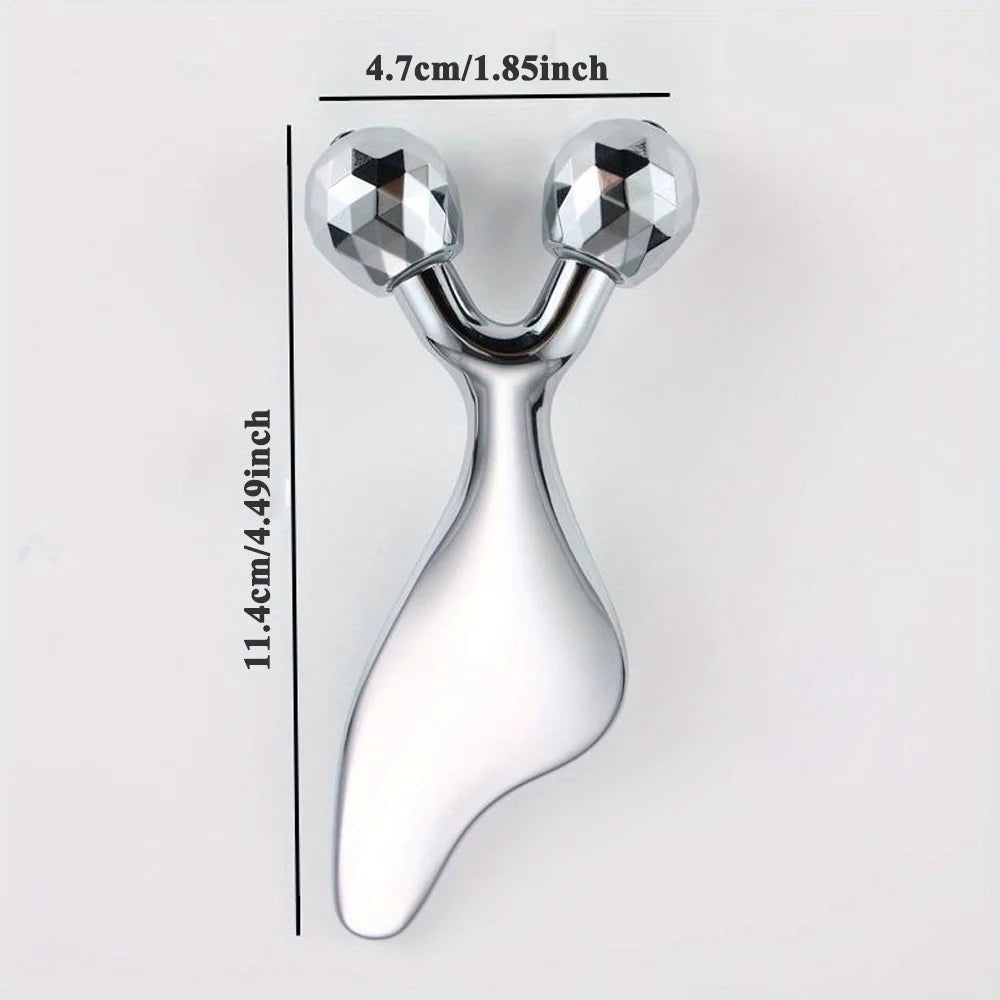 2-in-1 3D Facial Roller and Gua Sha Sculpting Tool – Cold Therapy Massager for Face, Eyes, Chin Lift & Skin Firming