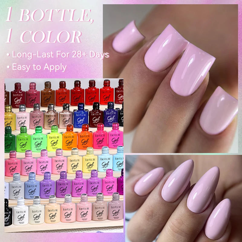 7ml Nail Gel Polish – 125 Solid Colors, Soak-Off UV LED Semi-Permanent Gel for Manicure