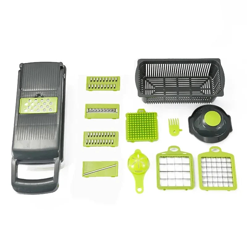 14/16-in-1 Multifunctional Vegetable Chopper and Slicer – Food Dicer, Grater, Cutter with Handle for Easy Prep, Kitchen Tool Set