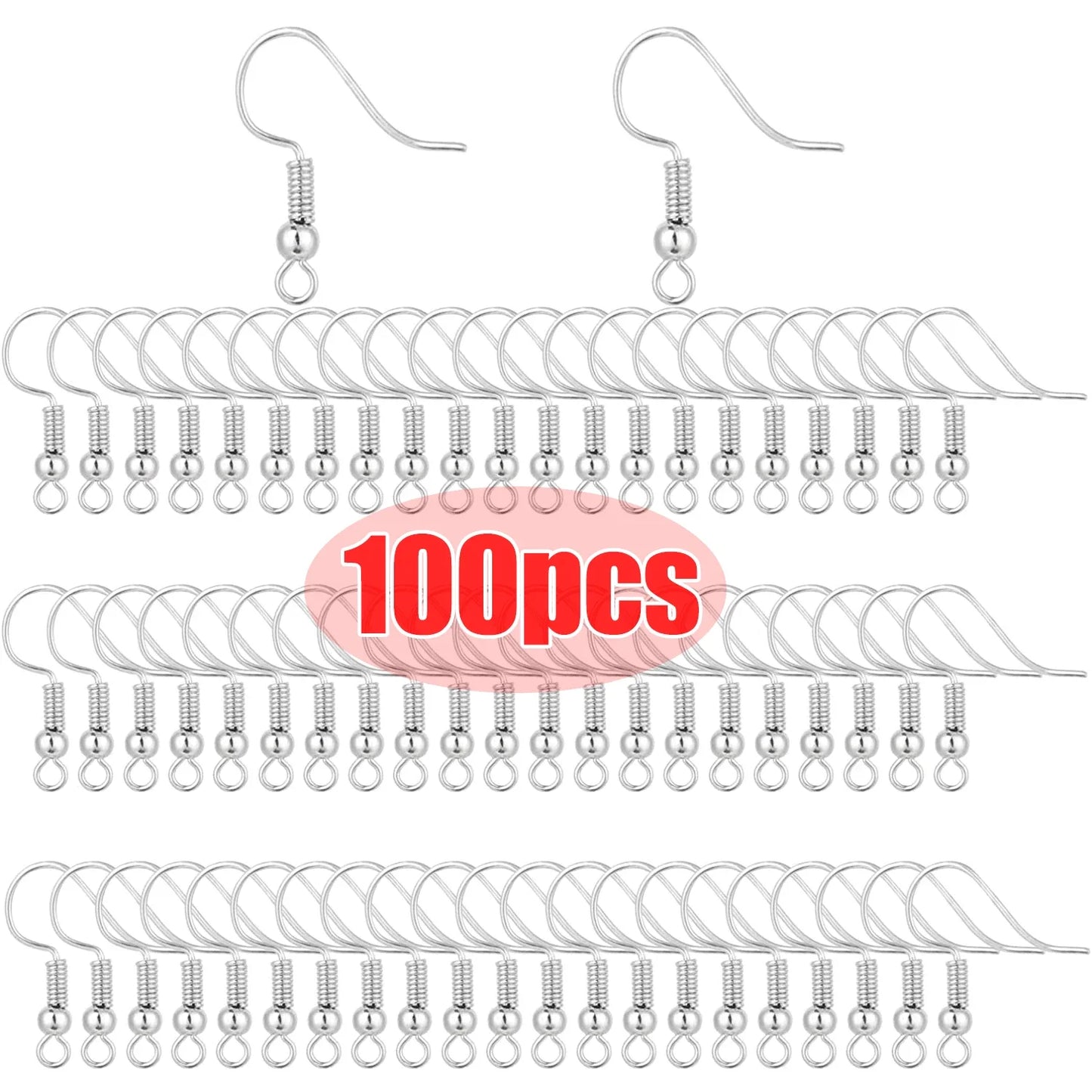 100/200pcs Stainless Steel Hypoallergenic Earring Hooks – DIY Jewelry Making Clasps & Findings for Handmade Earrings