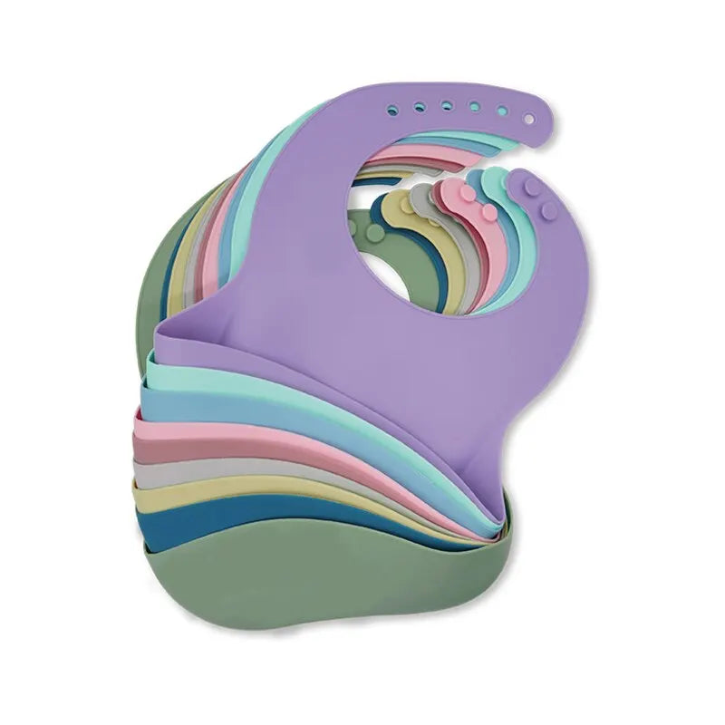 Waterproof Silicone Baby Bib – Adjustable Soft Cartoon Bib for Toddlers (1–3Y, Unisex)