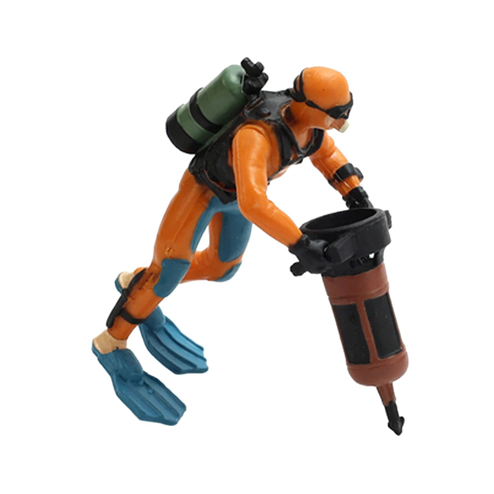Treasure Chest Diver Aquarium Ornament – Air Bubbler Action Figure Decoration for Underwater Landscape Movement (135g)