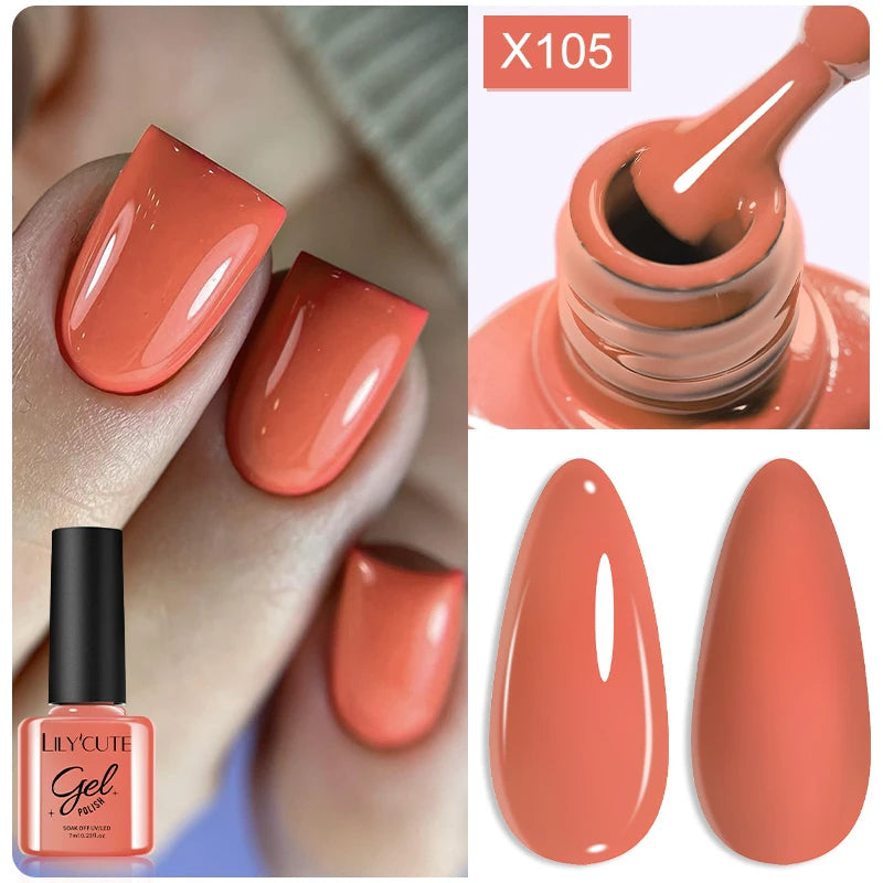 7ml Brown, Red & Purple Nail Gel Polish – Coffee Color Series Semi-Permanent Soak-Off UV Gel for Nail Art