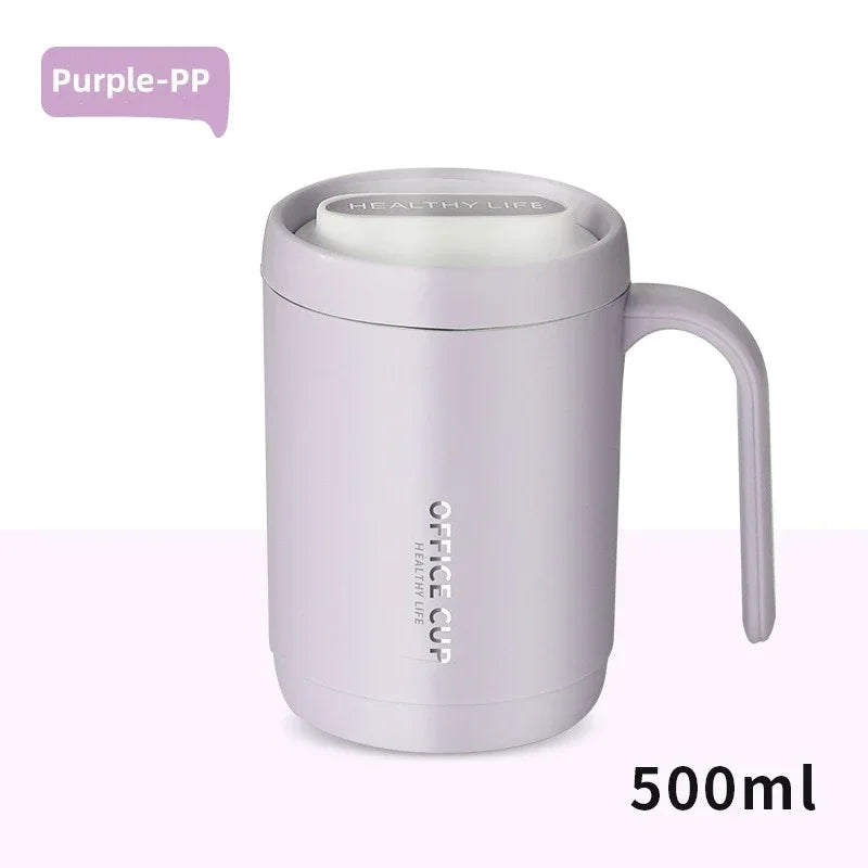 500ml Insulated Coffee Mug with Lid – Portable Large-Capacity Travel Cup with PP or 304 Stainless Steel Liner