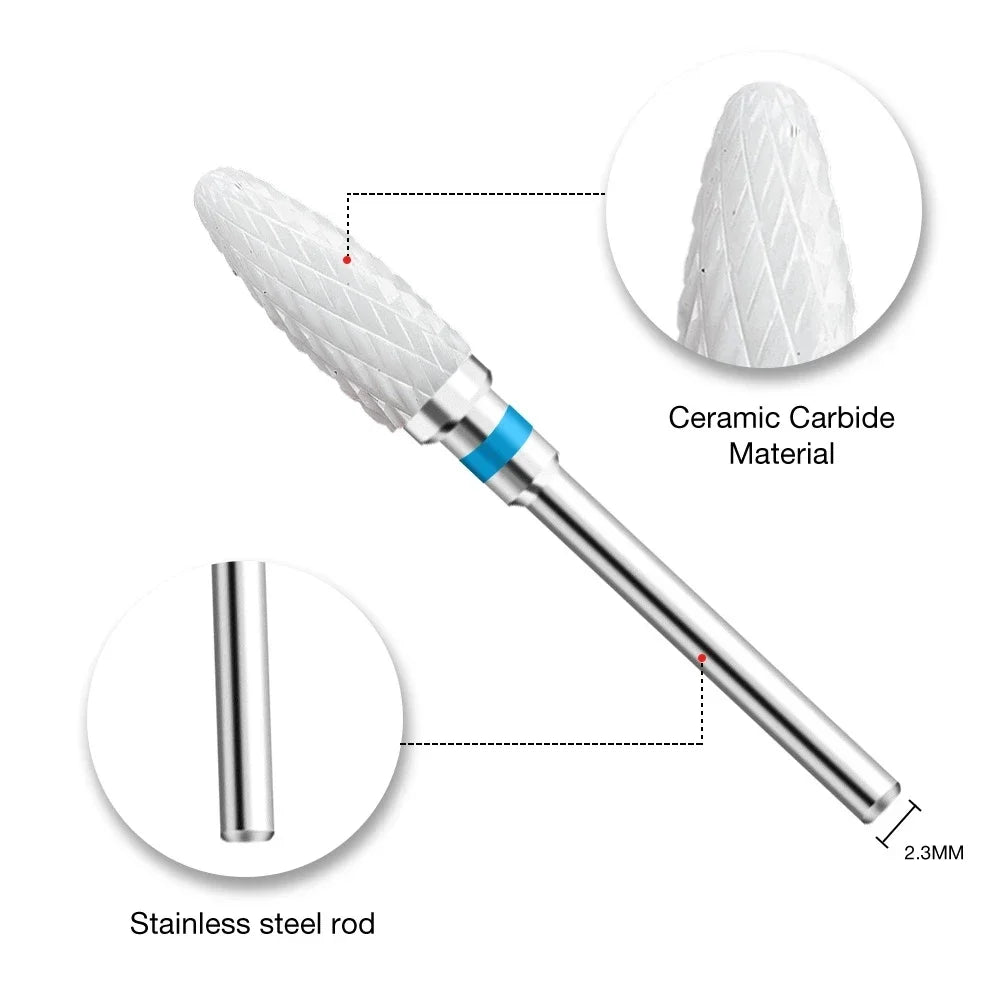 Ceramic Nail Drill Bit – 3/32" Carbide Milling Cutter for Electric Nail Drill, Manicure, Pedicure & Callus Care