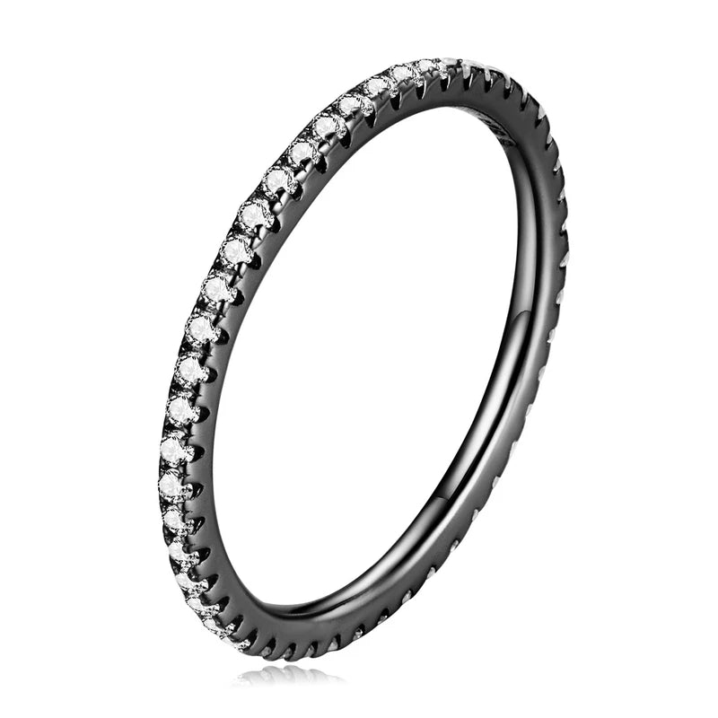 925 Sterling Silver CZ Simulated Diamond Stackable Ring – Platinum Plated Eternity Band for Women