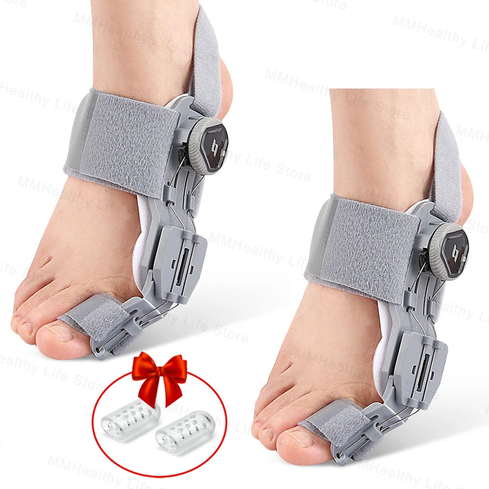 Adjustable Bunion Corrector – Hallux Valgus Toe Straightener with Rotating Knob, Toe Separator & Soft Silicone Pad