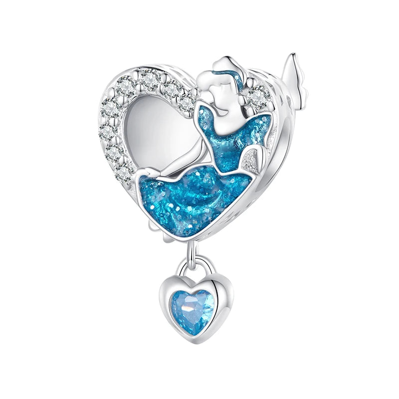 Sterling Silver Pumpkin Carriage & Dancing Shoes Charm Bead – Heart-Shaped Pendant for DIY Bracelets
