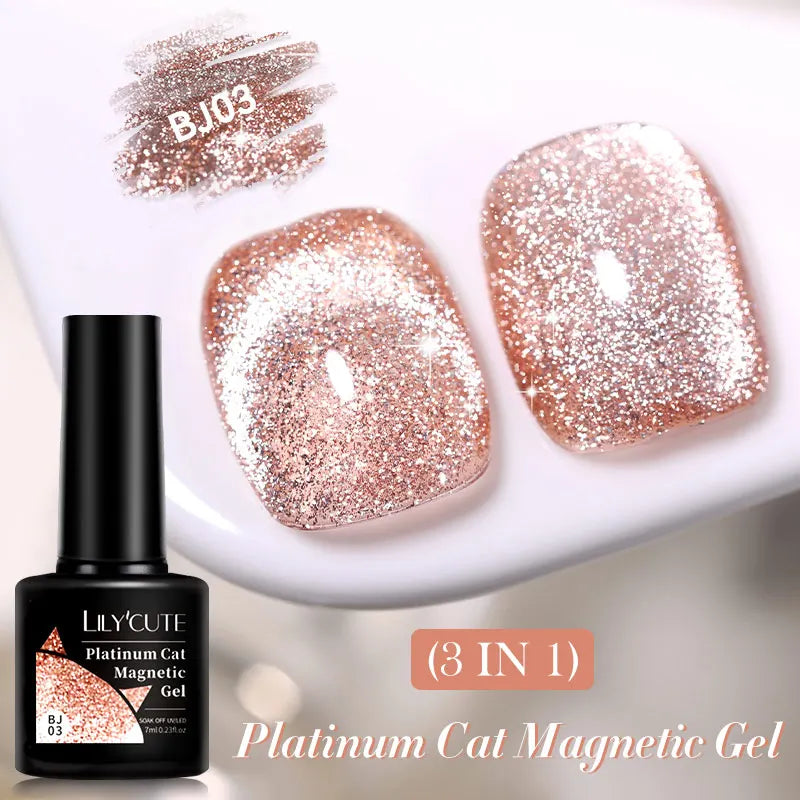 7ml Dynamic Reflective Cat Eye Magnetic Gel – Glitter Soak-Off Nail Polish with 3D Magnet Effect