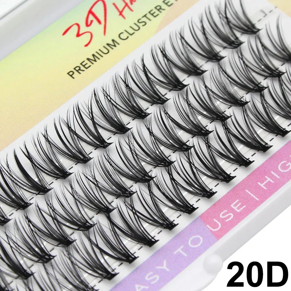 Silk Cluster Eyelash Extensions – Natural Long 3D Volume Faux Individual Lashes (60PCS, C/D Curl)