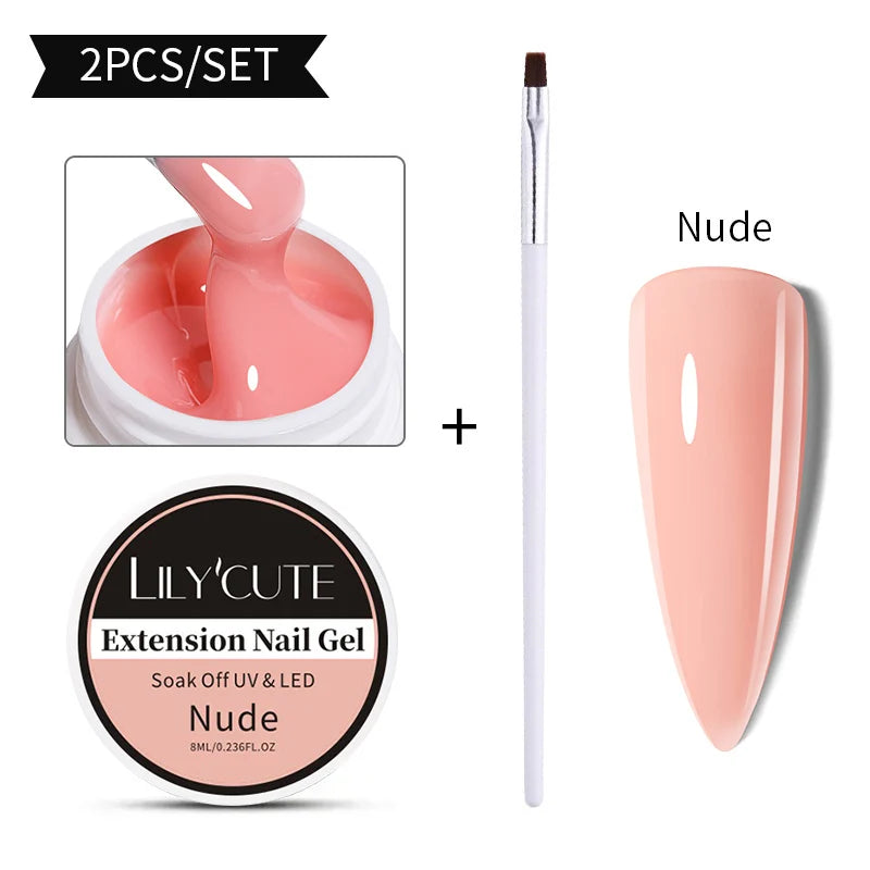 6-in-1 HEMA-Free Hard Gel Nail Polish – Clear Self-Leveling Nail Extension & Reinforcement Builder Gel (8ml)