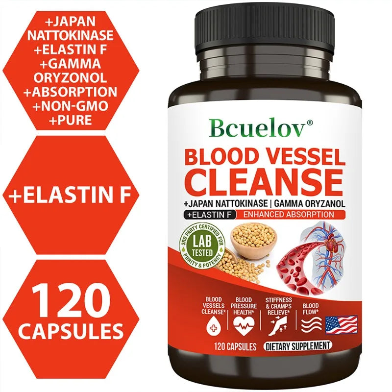 Vascular Cleanser with CoQ10 – Cardiovascular Health Supplement, Supports Healthy Blood Flow & Cholesterol, 120 Capsules