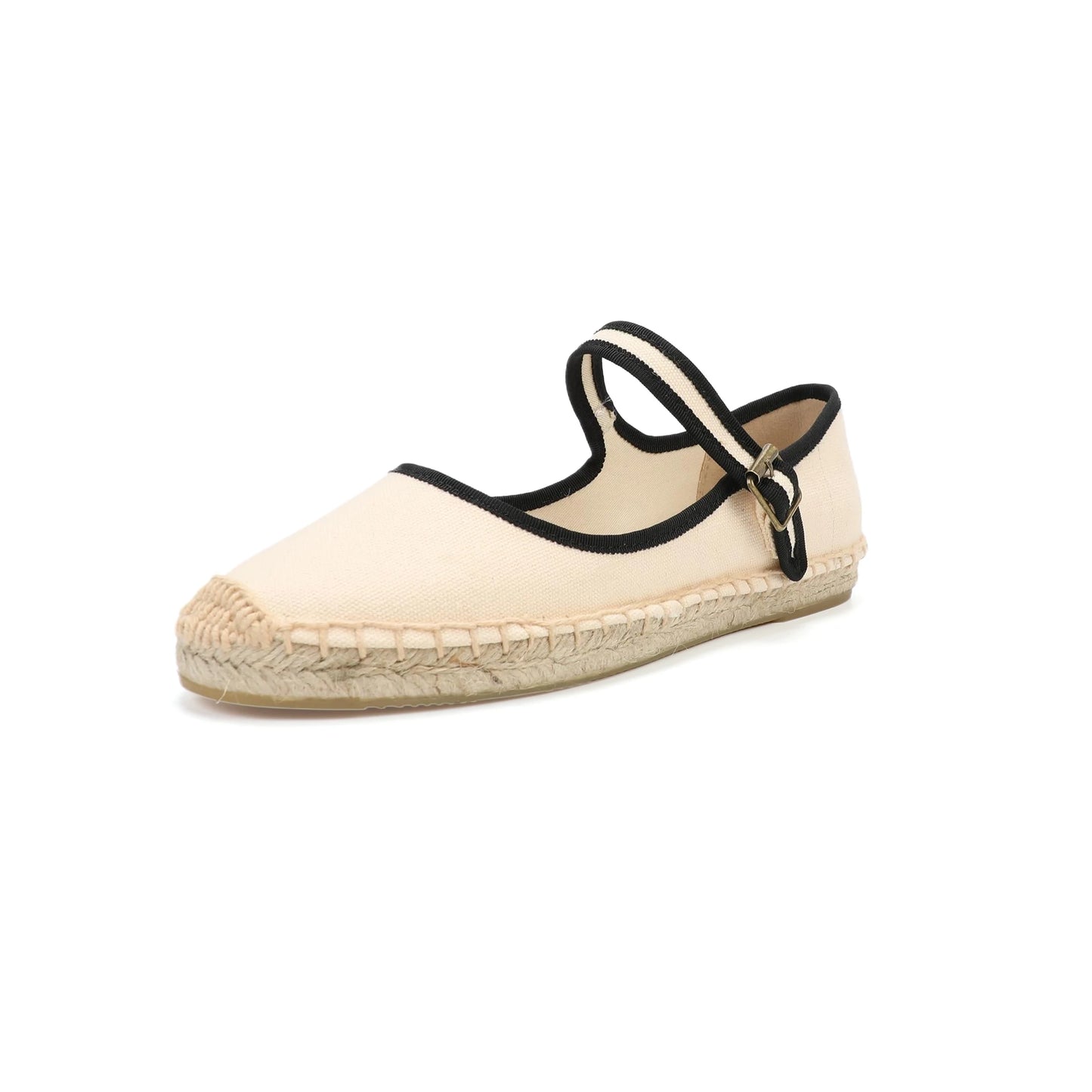 Breathable Canvas Mary Jane Espadrille Flats – Women's Loafers with Buckle Strap for Spring & Autumn