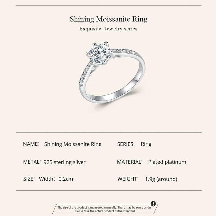 0.8 Carat Moissanite Engagement Ring – D Color VVS1 Stone with Zircon Accents on 925 Sterling Silver for Women