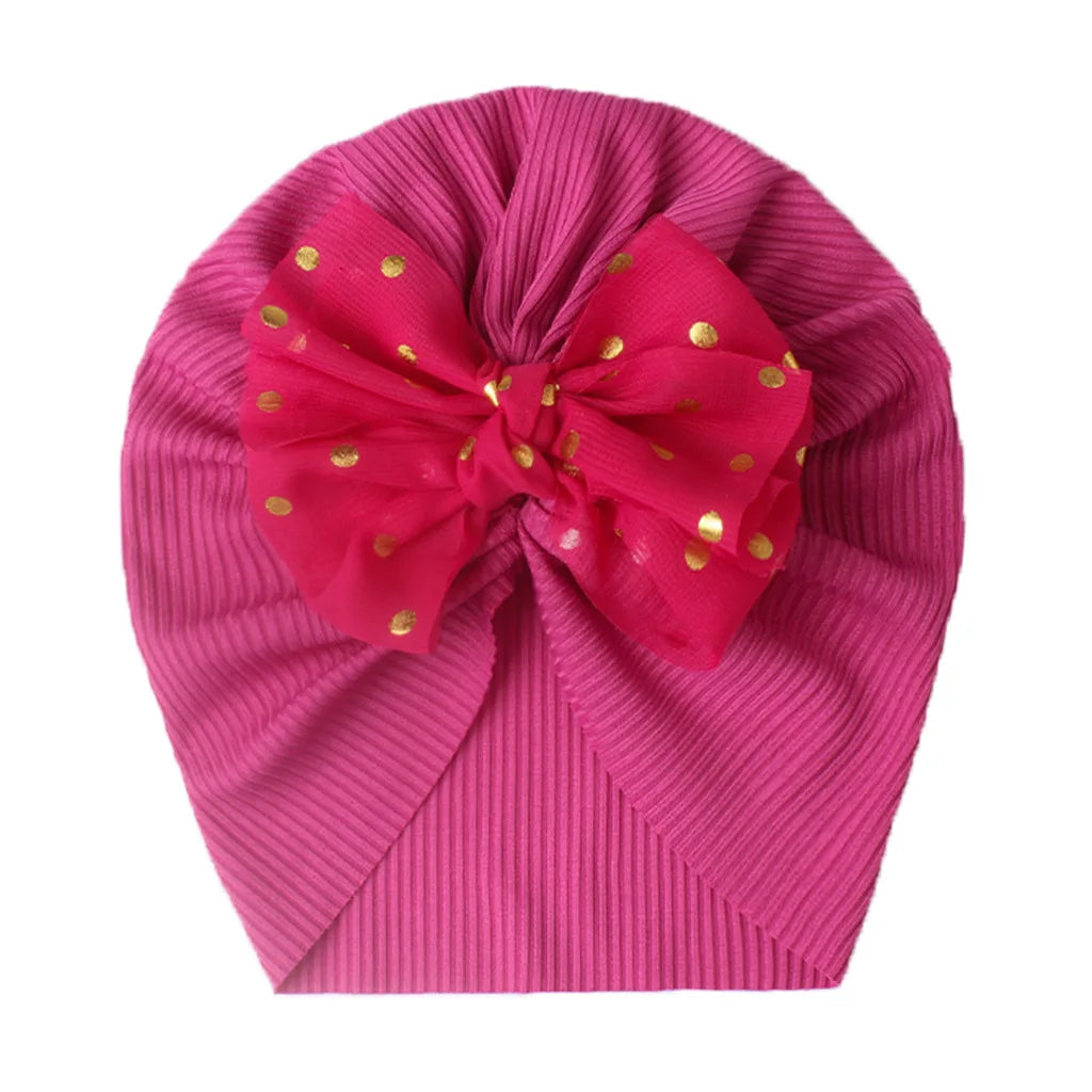 Soft Cotton Baby Turban Hat with Bow – Infant Girl Beanie for Newborn to 2 Years, Photography & Daily Wear