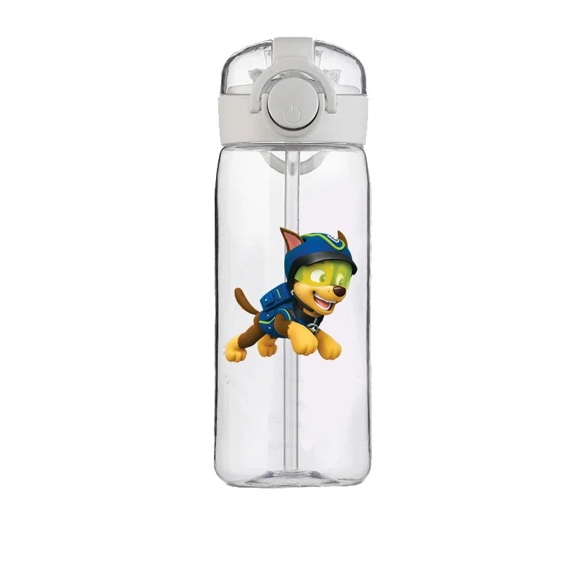 400ml PAW Patrol Chase Water Bottle – Leak-Proof Cartoon Plastic Cup with Straw for Kids, School, and Outdoor Sports Use