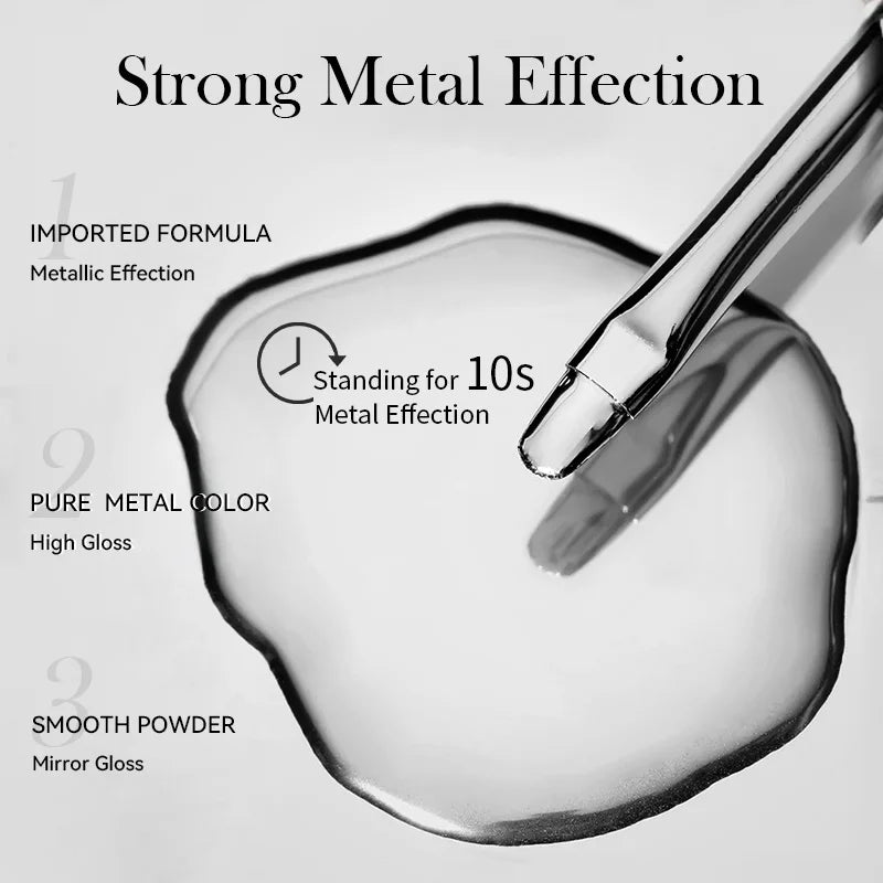 7ml Metallic Chrome Silver Mirror Effect Gel – Super Bright Line Art & French Tip Nail Painting Gel Polish