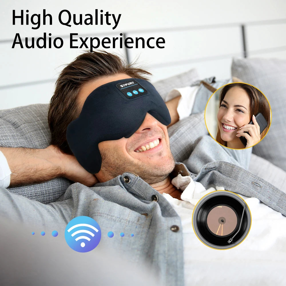 Bluetooth 5.3 Sleeping Mask with Wireless Headphones – Soft Velvet Eye Shade for Men & Women