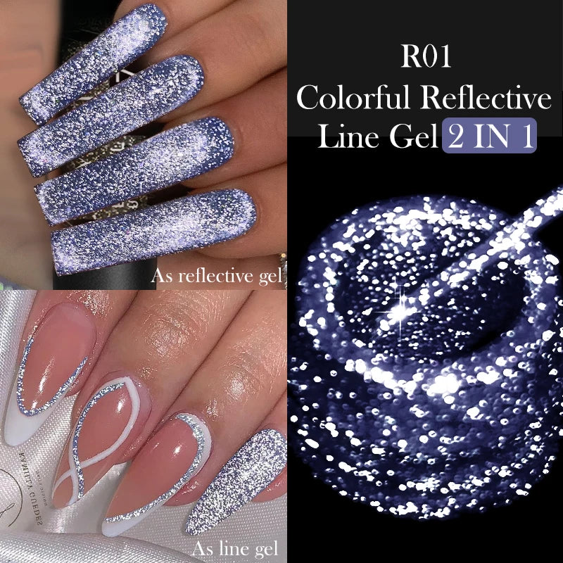 7ml Metallic Chrome Silver Mirror Effect Gel – Super Bright Line Art & French Tip Nail Painting Gel Polish