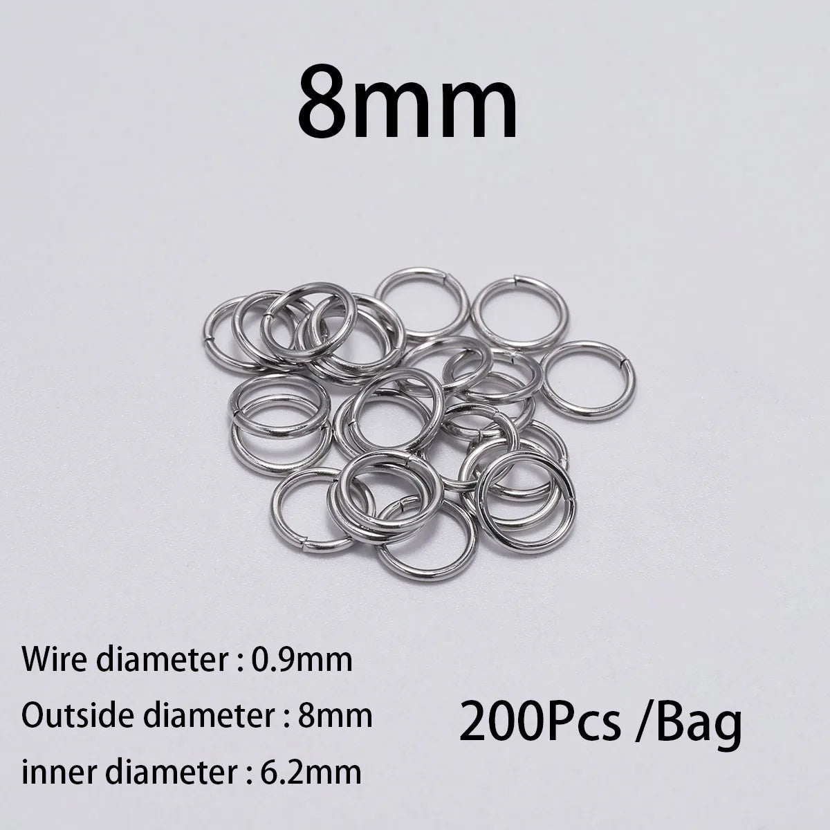 30–200pcs Stainless Steel Split Jump Rings – 3–25mm Open Loop Connectors for DIY Jewelry Making Accessories