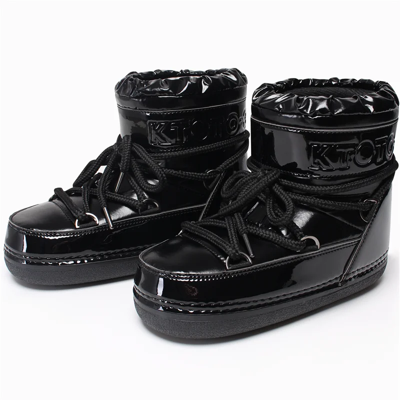 Women's Winter Lace-Up Snow Boots – Mid-Calf Waterproof Platform Boots with Faux Fur and Non-Slip Sole