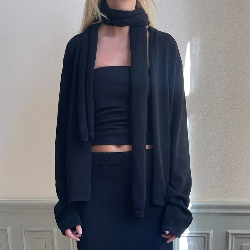 Women's Y2K Slim Fit Knitted Cardigan – One Button O-Neck Long Sleeve Pullover Sweater for Autumn and Winter Vintage Style