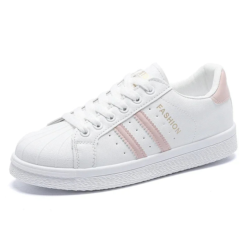 Women’s Luxury Skate Sneakers – Thick-Soled Lace-Up PU Loafers, Gym Sport Casual Shoes with EVA Cushioning for Spring and Autumn