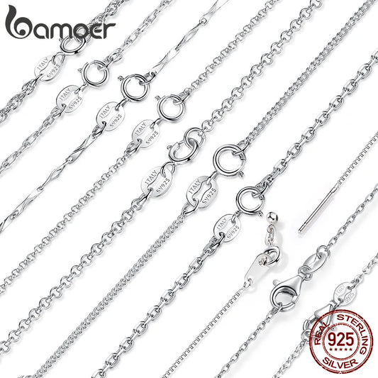 925 Sterling Silver Adjustable Link Chain Necklace – Classic Lobster Clasp Design for Women