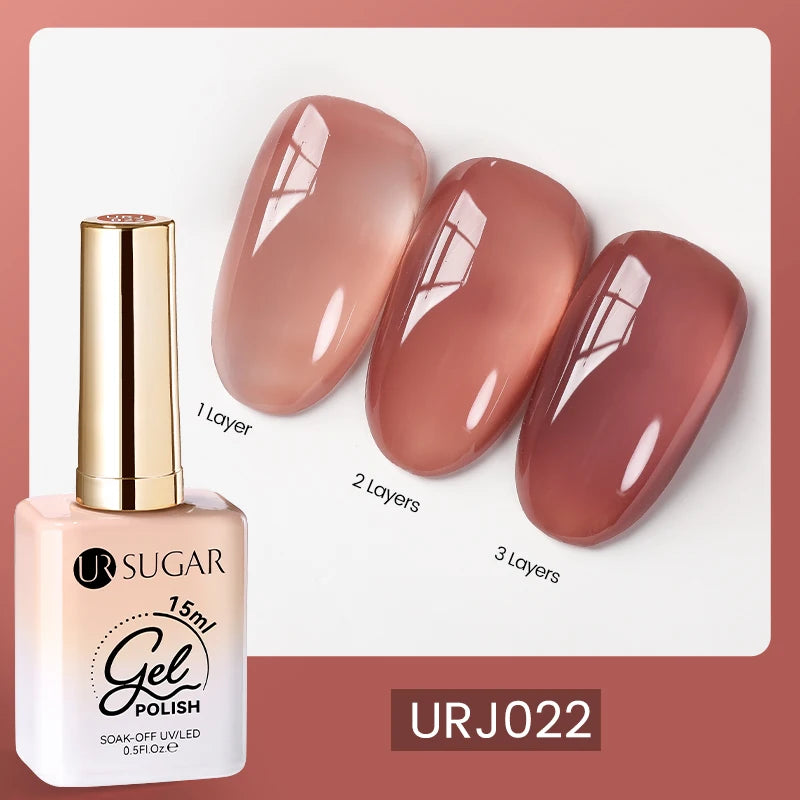 UR SUGAR 15ml Blood Red Jelly Gel Polish – Translucent Crystal Nude Gel for Fall & Winter UV/LED Manicure