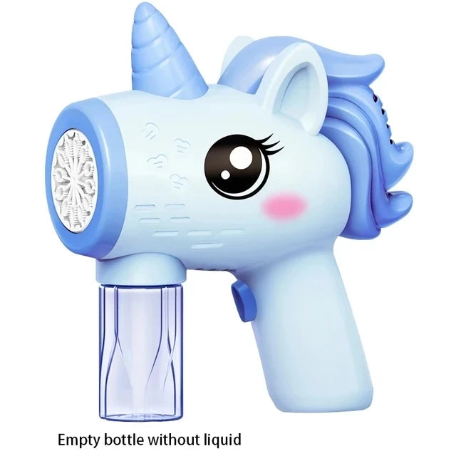 Unicorn Bubble Gun Toy – Electric Light-Up Bubble Machine for Kids, Summer Outdoor Soap Blower