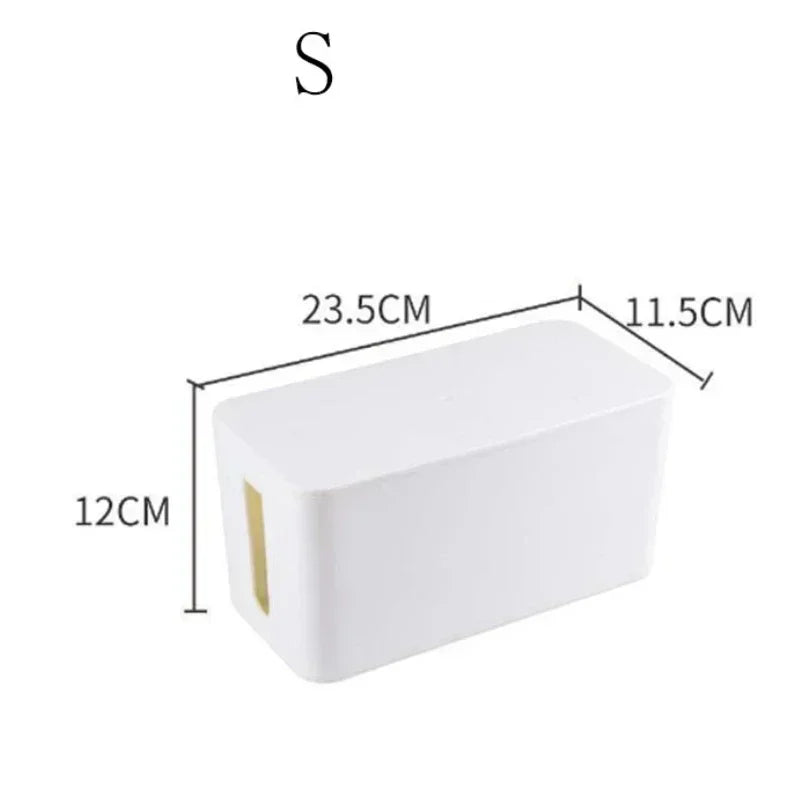 Cable Storage Organizer Box – Covered Wire Management Case for Power Strips, Chargers & Network Cables