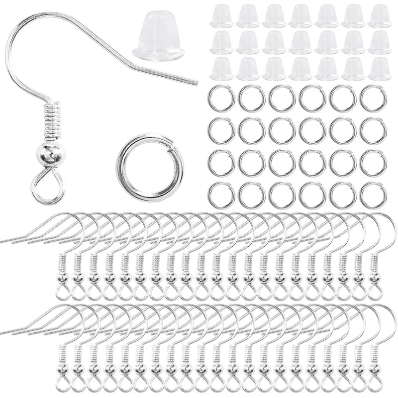 300Pcs Hypoallergenic Earring Hooks Kit – Jump Rings & Rubber Backs for DIY Jewelry Making Accessories