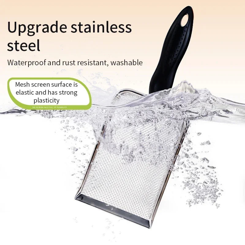 Stainless Steel Cat Litter Scoop – Fine Mesh Shovel for Reptile Sand and Pet Bedding Cleanup