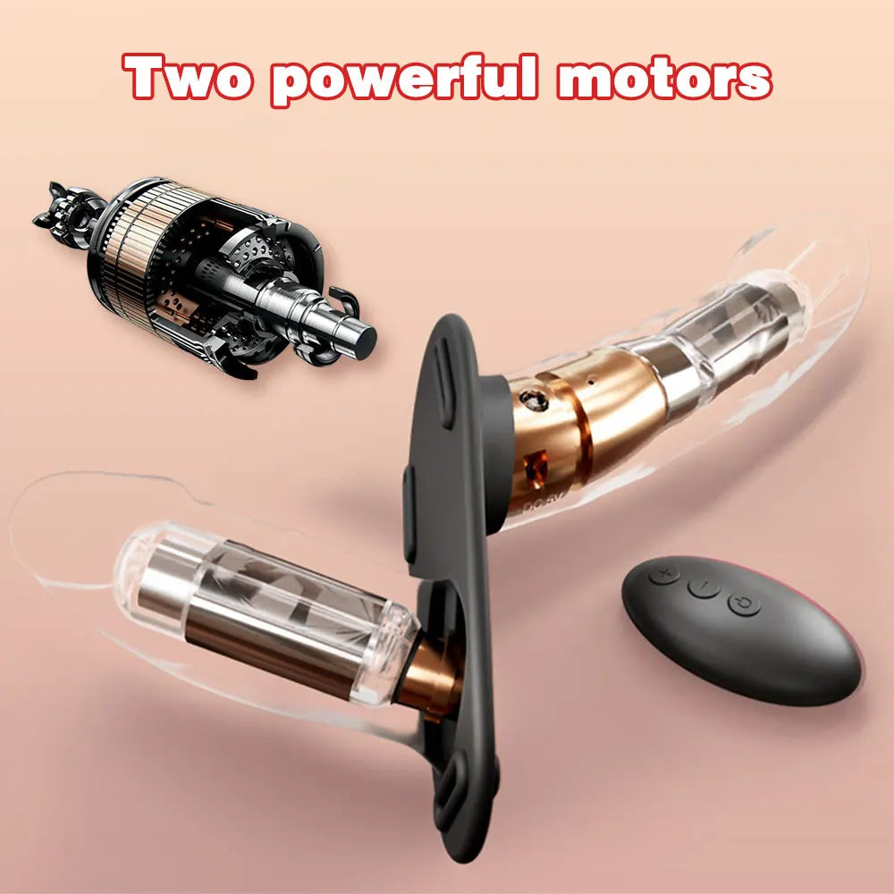 Wearable Double-Head Vibrating Strap-On with Remote Control – G-Spot Dildo for Couples and Lesbian Play