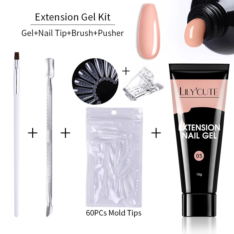 15ml Nail Extension Gel Kit – Soak Off UV Acrylic Gel in White, Clear & Pink for Home or Salon Nail Art