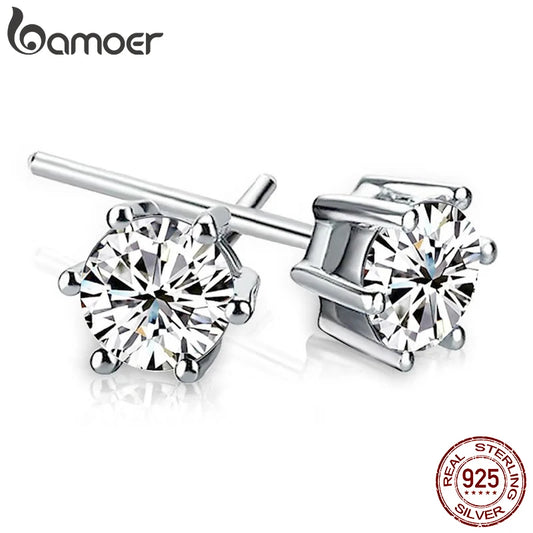 14K Gold Plated Sterling Silver Round CZ Stud Earrings – Hypoallergenic Cubic Zirconia for Women