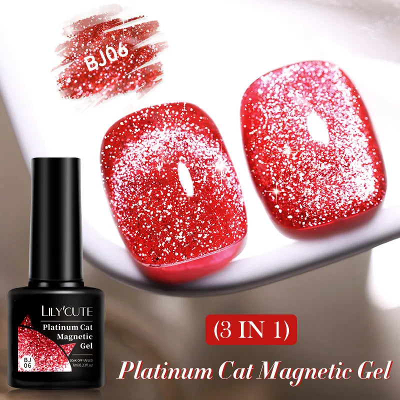 7ml Dynamic Reflective Cat Eye Magnetic Gel – Glitter Soak-Off Nail Polish with 3D Magnet Effect