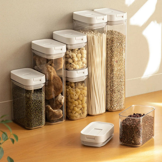 Clear Food-Grade Plastic Storage Jar – Airtight Container for Cereals, Snacks, Beans & Kitchen Organization