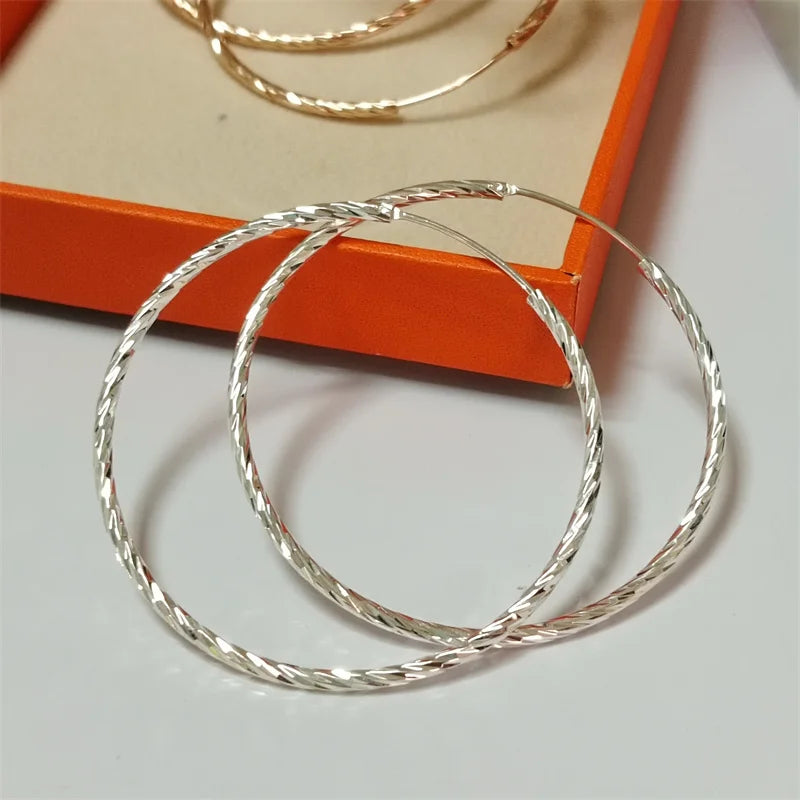 18K Yellow Gold Plated Sterling Silver Hoop Earrings for Women