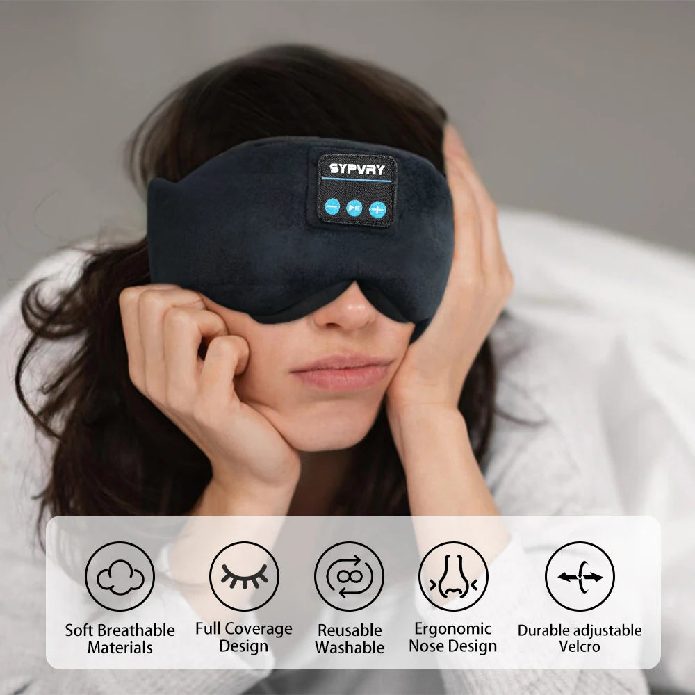 Bluetooth 5.3 Sleeping Mask with Wireless Headphones – Soft Velvet Eye Shade for Men & Women
