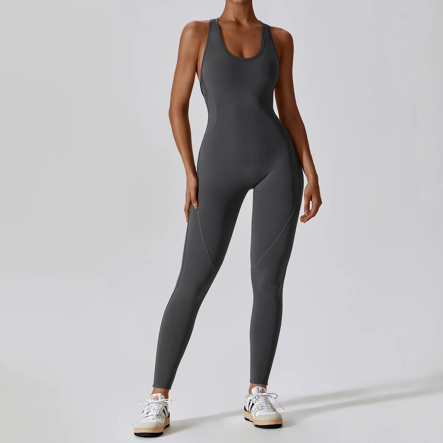 Women's Sleeveless Yoga Jumpsuit – Full-Length Push-Up Activewear for Fitness, Pilates & Gym