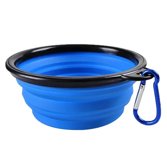 Collapsible Silicone Dog Bowl with Carabiner – Portable Folding Pet Food & Water Dish for Travel, Hiking & Camping (350ml)