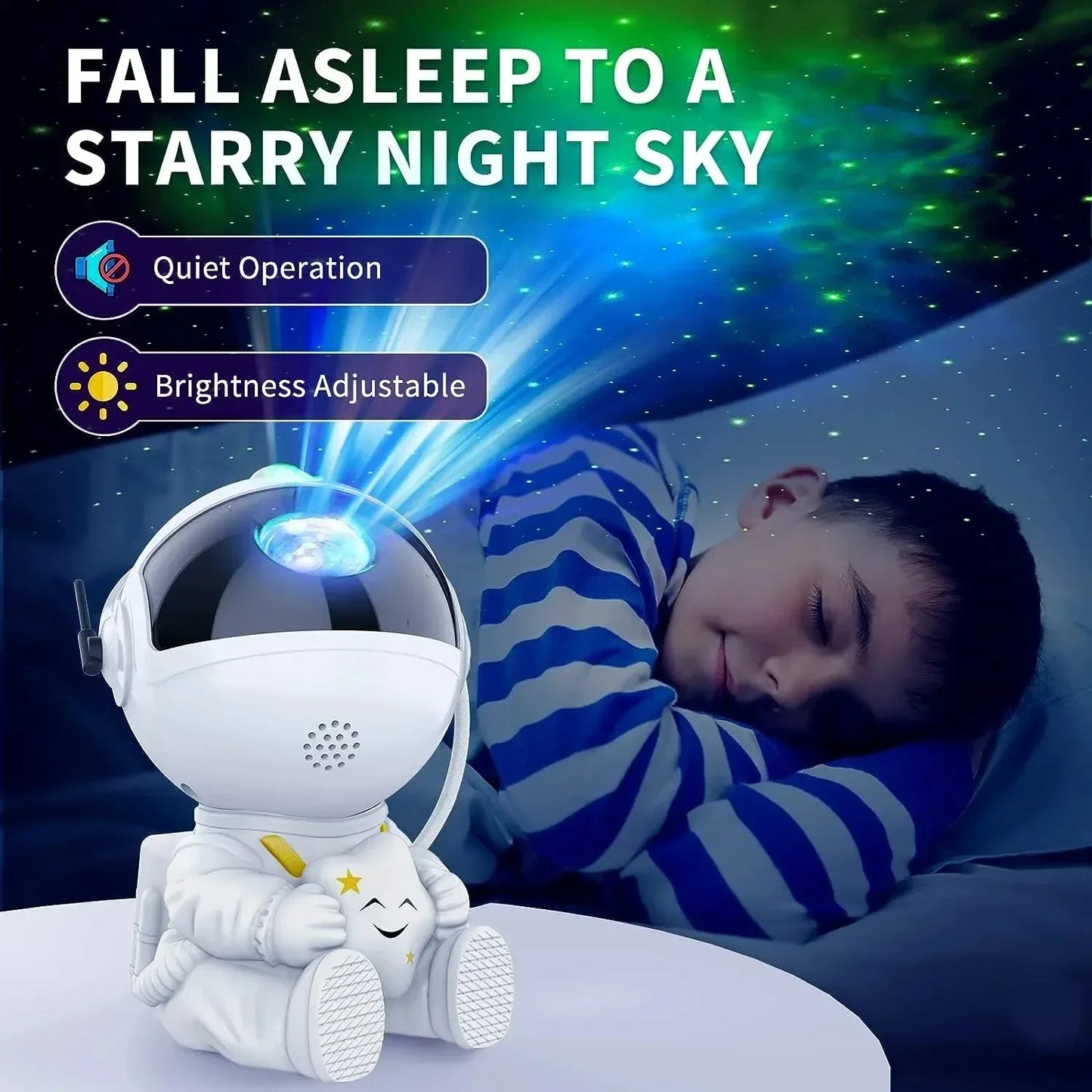Astronaut Galaxy Star Projector Light – LED Space Nebula Ceiling Lamp with USB Power, Water Ripple Effect for Bedroom & Kids Decor