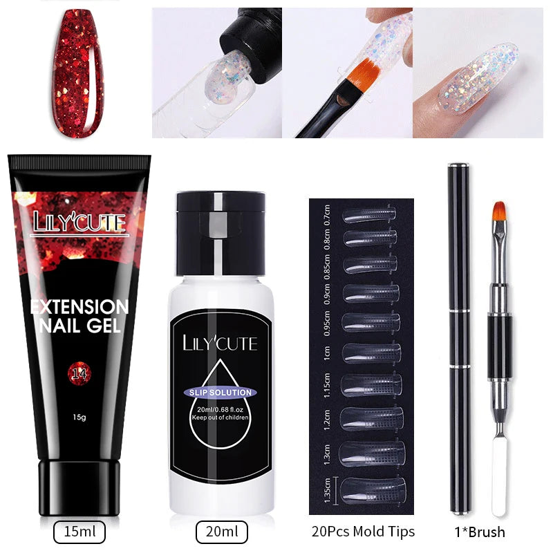 15ml Nail Extension Gel Kit – Soak Off UV Acrylic Gel in White, Clear & Pink for Home or Salon Nail Art